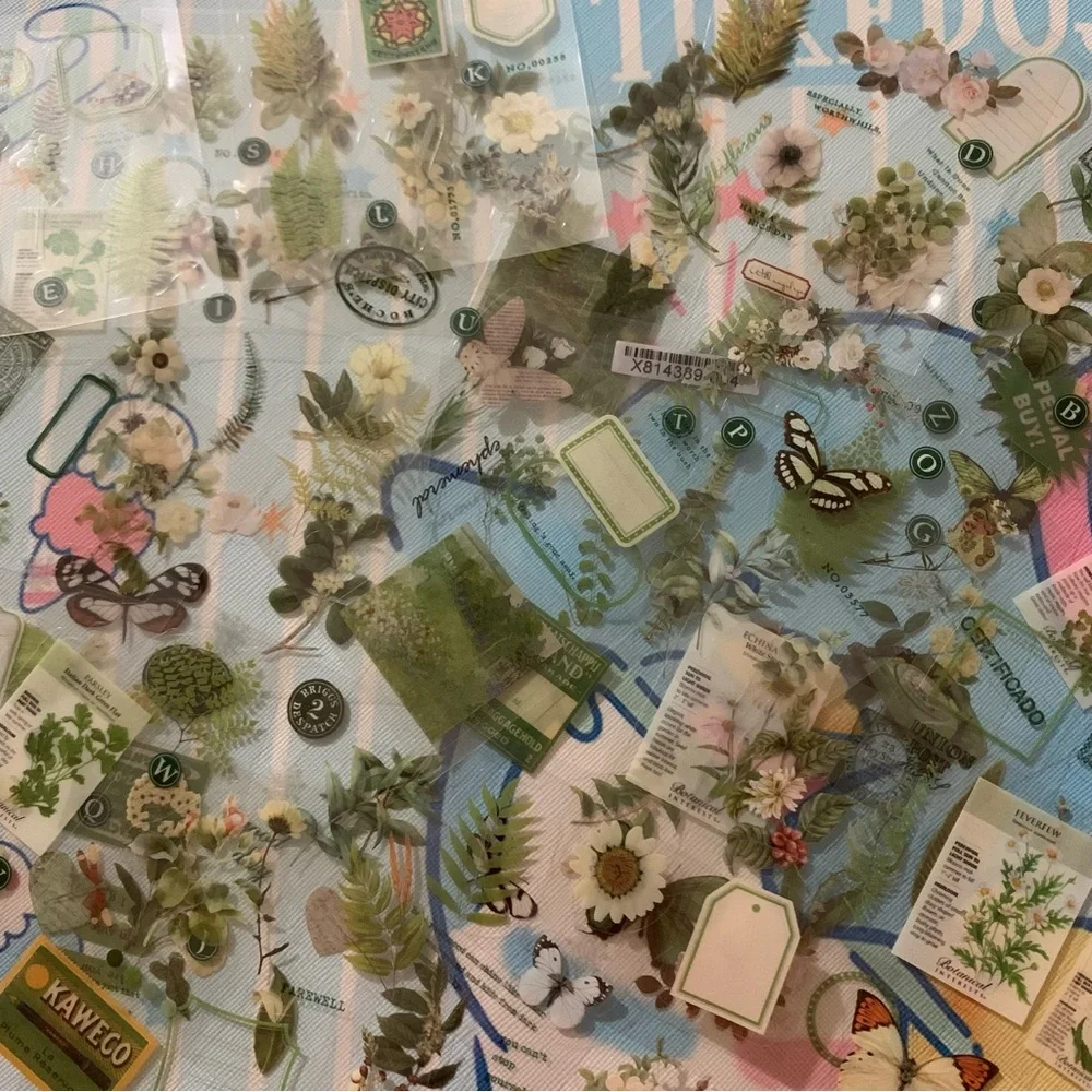 Set of 100 Small Sheets of Vintage Style Stickers